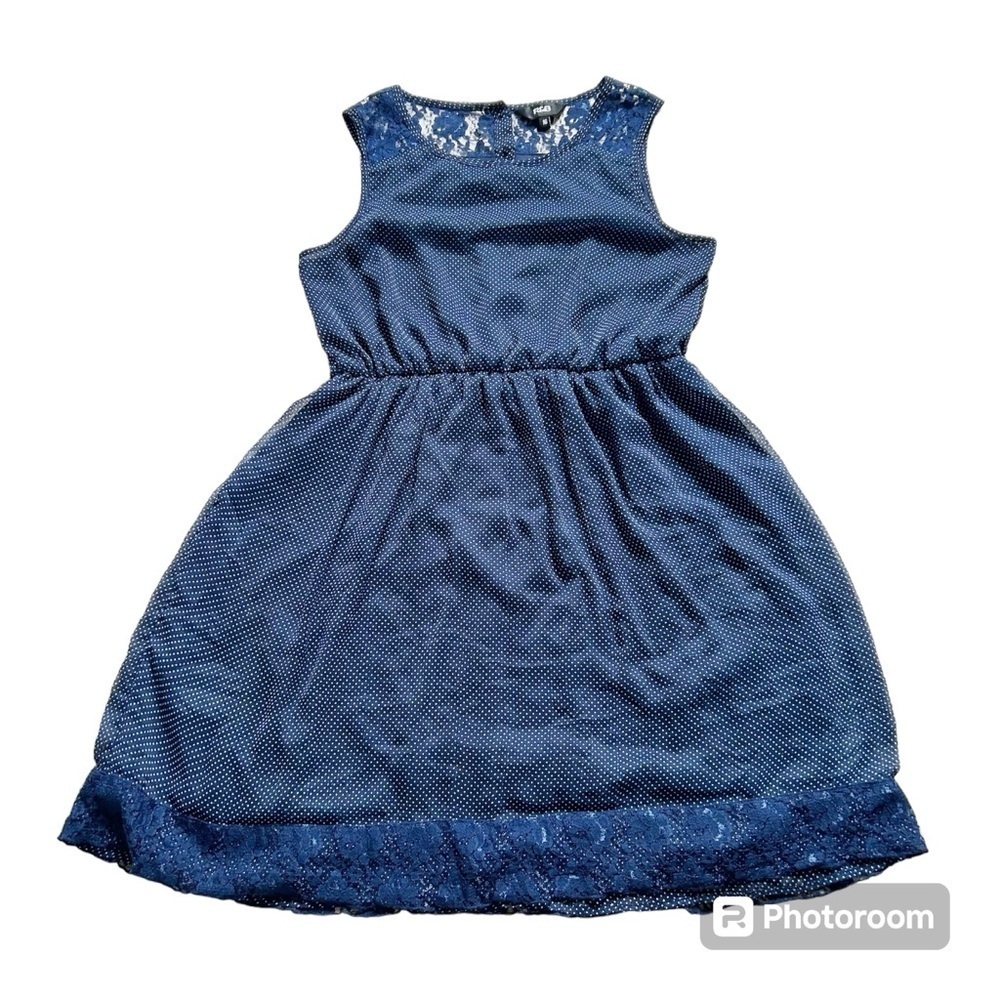 R & B SZ 16 Sheer & Lace Navy Blue/White Polka Dot Dress Bundle and Save
